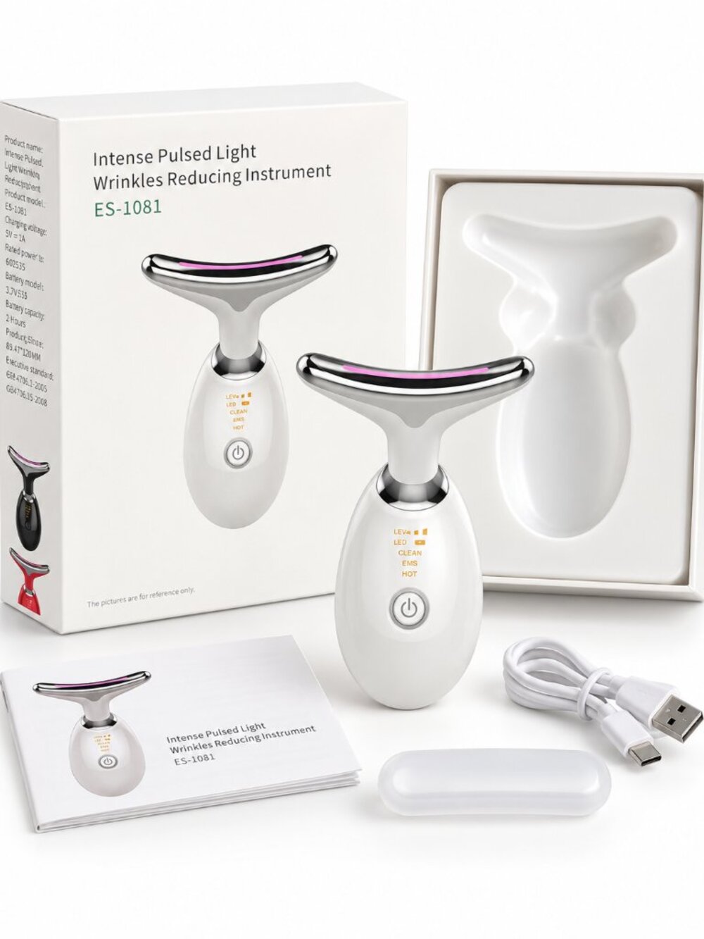 NIB Facial & Neck Massager Wand Skin Care Tool White